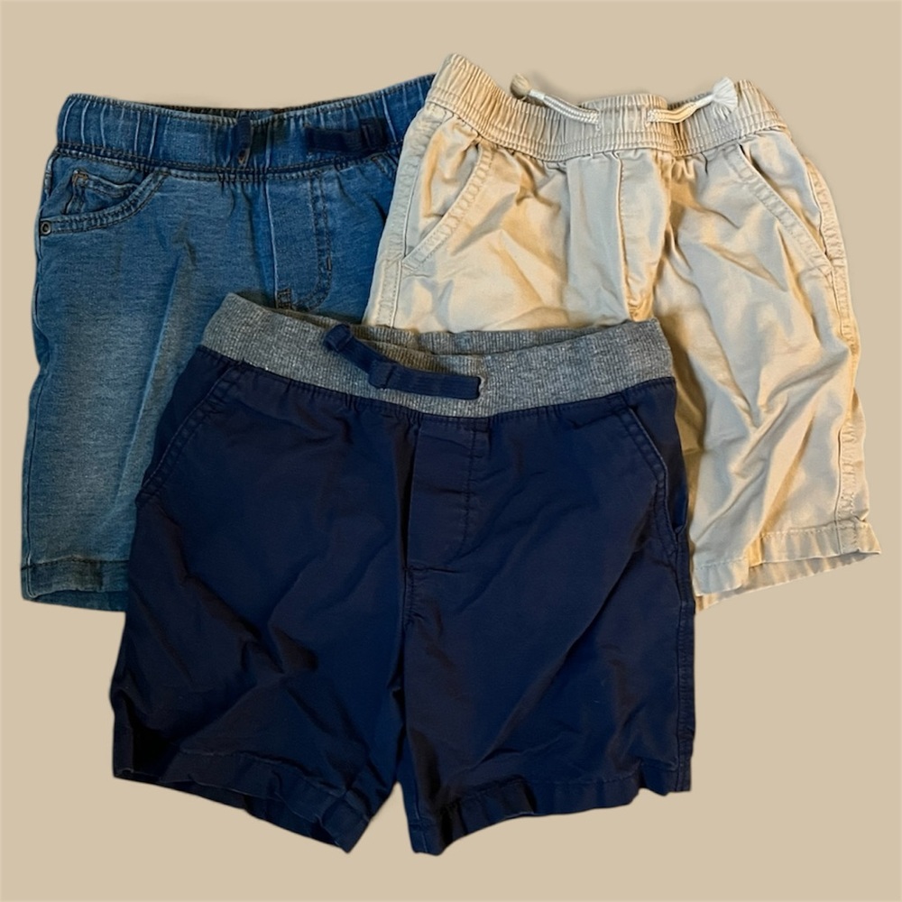 2 Carter's & 1 Garanimals Toddler Shorts • Bundle of 3 • Denim, khaki, navy